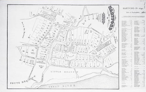 Map of Hartford, CT in 1640